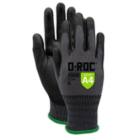 Magid Coated Gloves, Polyurethane, 4 Abrasion Level, Salt & Pepper, 1 PR GPD584-12